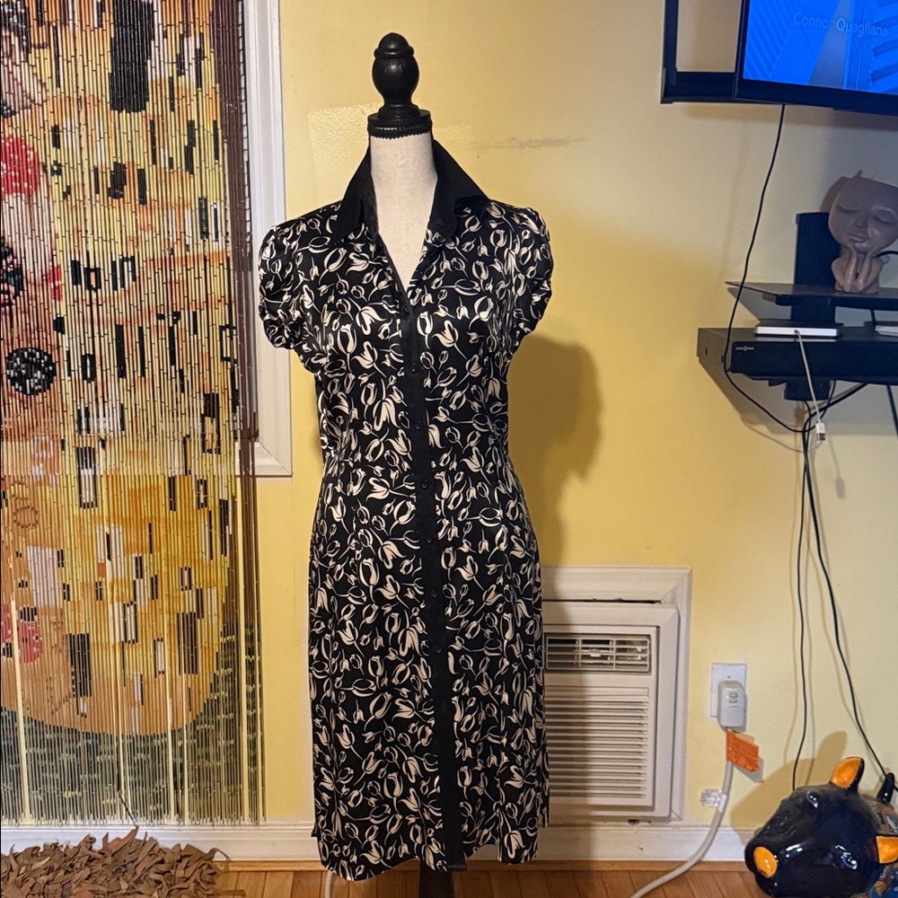 Elegant Black and White Floral Dress